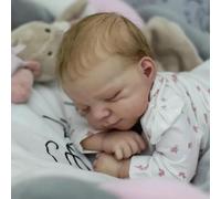 Anano 45CM Full Silicone Reborn Baby Doll - Hand-Rooted Blonde Hair, Soft Full Body Realistic Newborn Preemie - Lifelike RebornToddler Doll For Display & Gift Giving