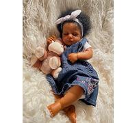 Anano African American Reborn Doll Full Silicone Body Girls - 20 Inch Lifelike Realistic Reborn Baby Girls Full Silicone Black Babies, Anatomically Correct Real Preemie Baby With Toy Accessories