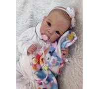 Anano All Silicone Reborn Baby Dolls Takes Real Pacifier 18 Inch Reborn Baby Dolls Silicone Full Body Girls Toddler with Hair & Eyes Open Anatomically Correct for Kids Age 3+