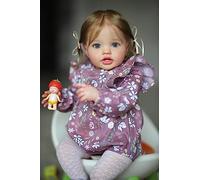 Anano Big Life Size Reborn Toddler Dolls 26 Inch Reborn Baby Realistic Dolls Silicone Baby Dolls That Look Like Real Babies Straight Legs Standing Big Doll For Toddlers (Violet Floral Lottie)