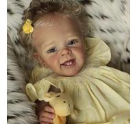 Anano Big Size 24 Inch Reborn Baby Girl Doll with Growing Teeth Life Like Baby Dolls Realistic Silicone Newborn Toddler Doll Lifelike Infant Blonde Hair for Collectors