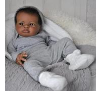 Anano Black Newborn Baby Dolls Full Silicone Reborn Boys 20 Inch Lifelike Realistic Boy Toddler Doll Like A Lifelike Baby Real Life Black Dolls, African American Reborn Doll