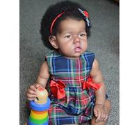 Anano Black Reborn Baby Boy Toddler 50cm Biracial African American Realistic Newborn Baby Dolls Lifelike Ethnic Silicone Babies That Look Real Infant Toy For Collection & Kids Age 3+