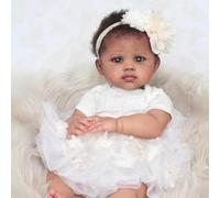 Anano Black Reborn Baby Dolls 24 Inch Biracial Reborn Dolls Realistic Baby Brown Skin Mixed Race Dolls That Look Like Real Babies for Girls