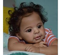 Anano black reborn baby dolls mixed race 21 inch brown baby doll realistic girl real baby dolls that look real life biracial african life like baby boy new born baby boy gift