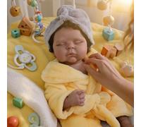 Anano Full Body Silicone 20" Lifelike Reborn Doll Toddler Doll - Black African American Bi-racial Mixed Race Newborn Baby with Realistic Curly Hair - Anatomically Correct