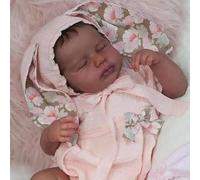 Anano Full Body Silicone Reborn Baby Doll Black Girl 20 Inch Mixed Race Realistic Newborn Baby Dolls African American Reborn Doll Toy With Clothes