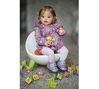 Anano Lifelike Baby Toddler Girl Dolls 24 Inch Realistic Newborn Soft Silicone Reborn Baby Dolls That Look Real Life Looking Baby Doll Alive Blue Eyes Brown Hair For Adoption
