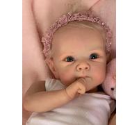 Anano Lifelike Reborn Baby Doll Silicone 45CM Real Life Baby Doll Alive Blue Eyes Realistic Newborn Baby Doll Girl Soft Body Life Size New Born Baby Reborn Toddler Dolls