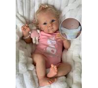 Anano Lifelike Reborn Baby Girl Silicone Full Body Washable 45CM Realistic Newborn Baby Dolls That Look Real New Born Life Like Silicone Reborn Baby Doll Alive Blue Eyes