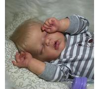 Anano Real Life Baby Dolls That Look Real 22 Inch Life Sized Sleeping Reborn Baby Dolls Boy Rooted Blonde Hair Real Looking Baby Dolls Newborn Baby Doll for Girls
