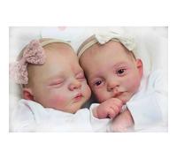 Anano Realistic Reborn Baby Doll Silicone Twins 18 Inch Squishy Silicone Babies That Look Real Newborn Baby Twins With Visible Veins, Collectible Sleeping Babies For Kids & Collectors