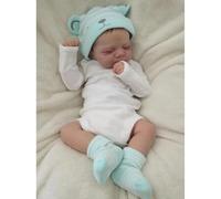 Anano Realistic Reborn Baby Dolls Boy, 18 Inches 45 Cm Asleep Newborn Baby Doll Anatomically Correct Full Body Silicone Vinyl Reborn Dolls Boy Painted Hair