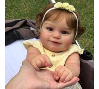 Anano Realistic Reborn Baby Dolls Girl Silicone Full Body 20 Inch Full Body Vinyl Handmade Real Life Size Smiley Newborn Toddler Doll Soft Lifelike Preemie Baby Doll