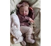Anano Realistic Reborn Baby Sleeping Dolls Laura 19 inch Lifelike Newborn Baby Soft Weight Cloth Body with Hand Rooted Hair Handmade Real Life Reborn Toddler Dolls Gift Toy for Age 3+