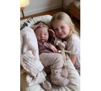Anano Realistic Reborn Baby Sleeping Dolls Laura 19 inch Lifelike Newborn Baby Soft Weight Cloth Body with Hand Rooted Hair Handmade Real Life Reborn Toddler Dolls Gift Toy for Age 3+ (Classic)