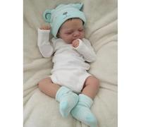 Anano Realistic Reborn Dolls Boy, 18 Inches 45 Cm Asleep Newborn Baby Doll Anatomically Correct Full Body Silicone Vinyl Reborn Dolls Boy Painted Hair