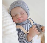 Anano Realistic Reborn Dolls Boy 20 Inches 50 Cm Asleep Cute Newborn Baby Doll Anatomically Correct Full Body Silicone Vinyl Reborn Dolls Boy Painted Hair