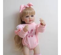 Anano Reborn Baby Dolls Realistic Girl Betty - 22 Inch 55 Cm Realistic Newborn Toddler Doll Lifelike Poseable Full Vinyl Body With Long Blonde Hair For Kids Ages 3+