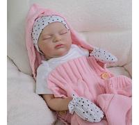 Anano Reborn Baby Dolls Realistic Laura, 19 Inch 48 Cm Handmade Poseable Toddler Reborn Dolls Soft Cloth Body Real Life That Look Real Baby Doll Painted Hair