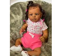 Anano Reborn Baby Dolls Silicone Full Body Black Girl, 22in Biracial Full Body Silicone Anatomically Correct Reborn Baby Girl Doll, African American Reborn Dolls for Toddlers present