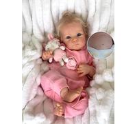 Anano Reborn Baby Dolls Silicone Life Like Baby Doll Full Body 45CM Lifelike Newborn Baby Girl Awake Doll Realistic New Born Baby Doll Alive Real Life Baby Toddler Doll Toy