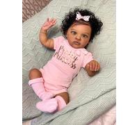 Anano Reborn Black Baby Dolls Girl 50CM Realistic African American Baby Dolls Age 3+ That Look Real Lifelike Newborn Babies Biracial Silicone Babys Doll Soft Brown Skin