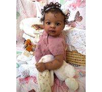 Anano Reborn Dolls Black Girl Jaylan - 19 Inch Girl Full Body Vinyl Dark Brown Realistic Newborn Baby Toddler Doll Anatomically Correct Like A Lifelike Baby Doll For Kids Ages 3+