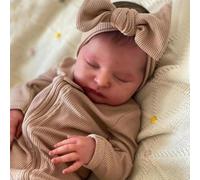 Anano Reborn Dolls Laura - 19 Inch Real Life Sleeping Newborn Toddler Dolls That Look Real, Soft Handmade Doll Cloth Body Hand Painted Hair With Toy Accessaries