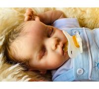 Anano Sleeping Reborn Baby TwinA 18 Inch Real Life Reborn All Soft Silicone Baby Dolls Full Body Anatomically Correct Baby Boy Doll with Mouth Open for Kids Age 3+