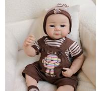 Anano Soft Silicone Baby Boy Like A Real Newborn - Reborn Doll So Real You'll Double Look, Comes With Playful Denim Outfit & Hat, Best First Baby Doll For Toddlers