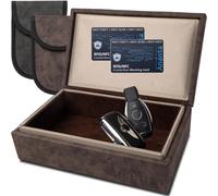 Ananta Faraday Box for Car Keys, Luxury RFID Signal Blocking Key Box, Brown | Military Grade | Magnetic Close | Car Key Signal Blocker | 2 x Spare Key Pouch | 2 x RFID Contactless Blocking Cards