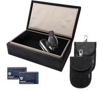 Ananta Faraday Box for Car Keys - Luxury RFID Signal Blocking Key Box, Magnetic Close, Twin Faraday Pouches & RFID Cards (Black)