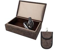 Ananta Faraday Box for Car Keys - Military-Grade RFID Signal Blocking, Magnetic Closure & Spare Key Pouch (Brown)