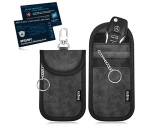 Ananta Faraday Pouch for Car Keys 2 Pack, Plus 2 x RFID/NFC Contactless Blocking Cards, Military Grade Signal Blocker, Anti-Theft Keyless Entry Car Remote Security …