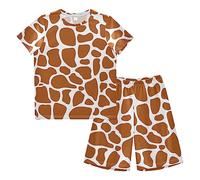 Anantty Boys Pyjamas Set Animal Giraffe Skin Print Short PJs Nightwear Summer Short Sleeve Sets for Kids Child Teenagers Multicolor