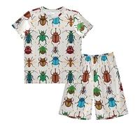 Anantty Boys Pyjamas Set Cartoon Insect Bug Pattern Short PJs Nightwear Summer Short Sleeve Sets for Kids Child Teenagers Multicolor