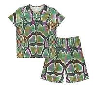 Anantty Boys Pyjamas Set Colourful Snake Skin Print Short PJs Nightwear Summer Short Sleeve Sets for Kids Child Teenagers Multicolor