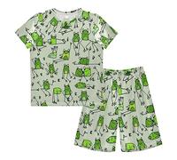 Anantty Boys Pyjamas Set Cute Animal Frog Short PJs Nightwear Summer Short Sleeve Sets for Kids Child Teenagers Multicolor