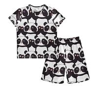 Anantty Boys Pyjamas Set Cute Panda Bear Short PJs Nightwear Summer Short Sleeve Sets for Kids Child Teenagers Multicolor
