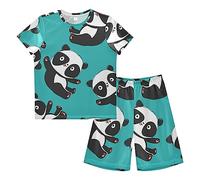 Anantty Boys Pyjamas Set Cute Panda Pattern Short PJs Nightwear Summer Short Sleeve Sets for Kids Child Teenagers Multicolor