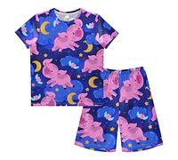 Anantty Boys Pyjamas Set Cute Pig Moon Stars Love Heart Short PJs Nightwear Summer Short Sleeve Sets for Kids Child Teenagers Multicolor
