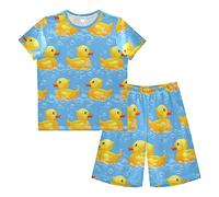 Anantty Boys Pyjamas Set Cute Rubber Duck Short PJs Nightwear Summer Short Sleeve Sets for Kids Child Teenagers Multicolor