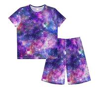 Anantty Boys Pyjamas Set Galaxy Night Print Short PJs Nightwear Summer Short Sleeve Sets for Kids Child Teenagers Multicolor