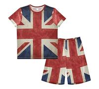 Anantty Boys Pyjamas Set Vintage Britain UK British Flag Short PJs Nightwear Summer Short Sleeve Sets for Kids Child Teenagers Multicolor