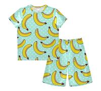 Anantty Boys Pyjamas Set Yellow Banana Polka Dots Short PJs Nightwear Summer Short Sleeve Sets for Kids Child Teenagers