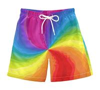 Anantty Boys Swim Trunks Abstract Rainbow Swimming Beach Board Shorts Trunks Swimwear Bathing Suit Swimsuit Beachwear