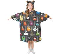 Anantty Colorful Musical Guitar Kids Wearable Blanket Hoodie Oversized Sweatshirt Blanket Pullover for 3-14 Year Boys Girls