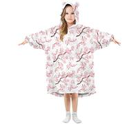 Anantty Japan Japanese Floral Kids Wearable Blanket Hoodie Oversized Sweatshirt Blanket Pullover for 3-14 Year Boys Girls