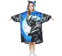 Anantty Japanese Samurai Kids Wearable Blanket Hoodie Oversized Sweatshirt Blanket Pullover for 3-14 Year Boys Girls